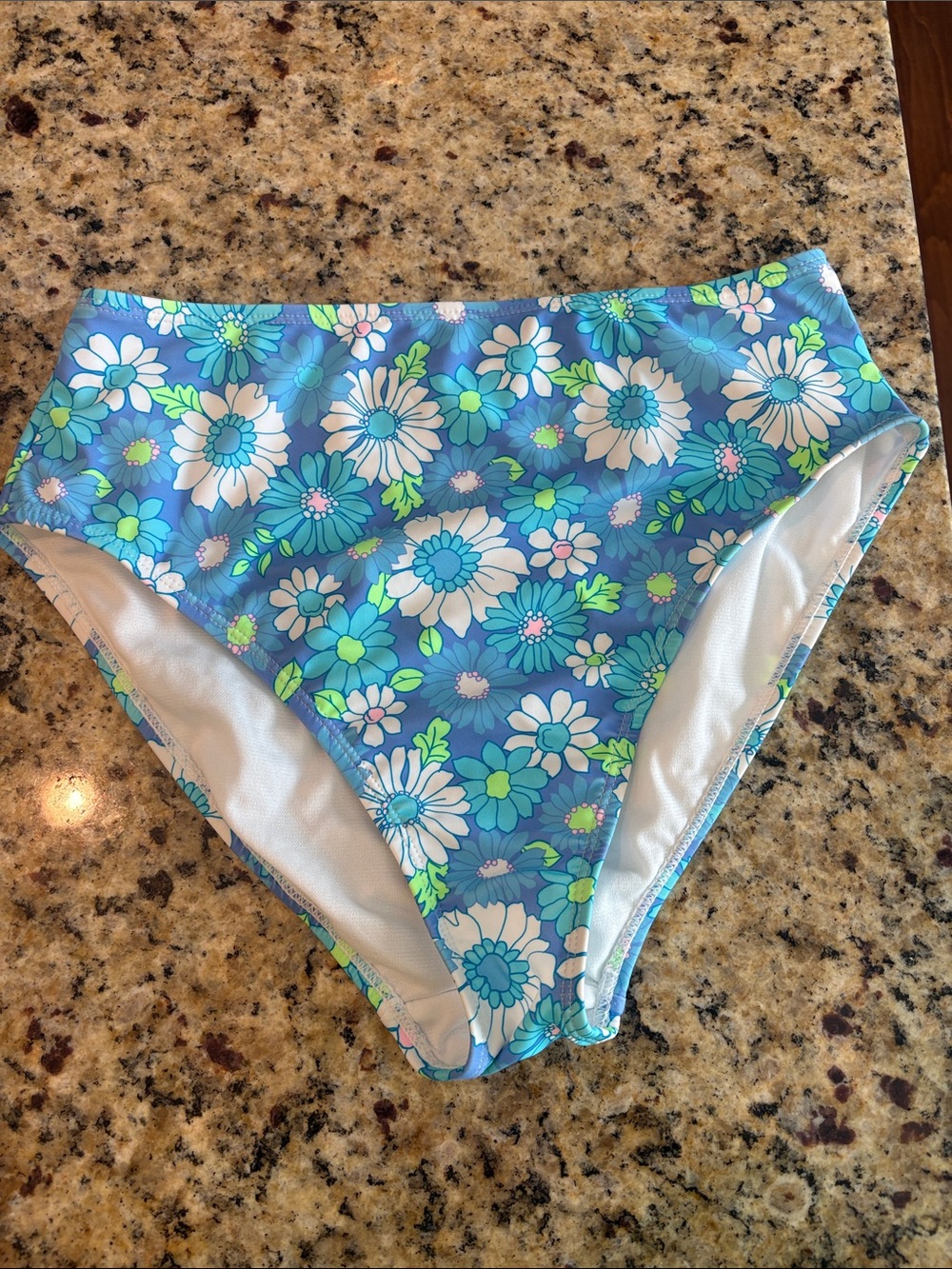No Boundaries Blue Floral High-Waist Swim Bottoms